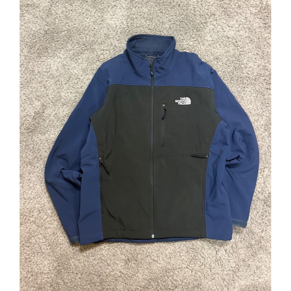 The North Face Mens Apex Bionic Softshell Jacket Navy Blue Black Medium Full Zip